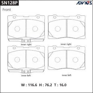 Колодки тормозные дисковые SN128P ADVICS