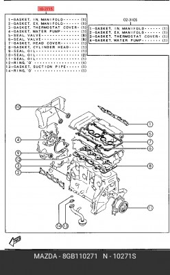 Комплект прокладок, головка цилиндра 8GB110271 MAZDA