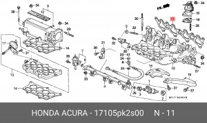 Прокладка, впускной коллектор 17105PK2S00 HONDA