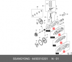 Коленвал 6650310201 SSANG YONG
