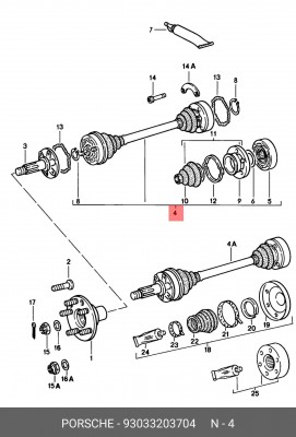 Приводной вал 93033203704 PORSCHE