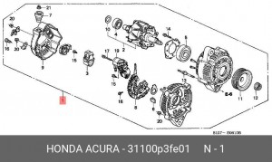 Генератор 31100P3FE01 HONDA