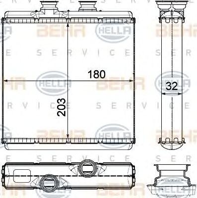 Теплообменник, отопление салона 8FH 351 315-411 HELLA