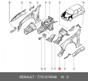 Усилитель крыла 7751474948 RENAULT