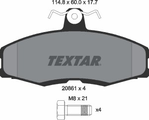 Комплект тормозных колодок, диско 2086105 TEXTAR