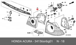 Фонарь задний 34156SNBG01 HONDA