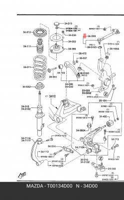 Рычаг подвески T001-34-D00 MAZDA