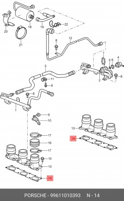Прокладка, впускной коллектор 99611010393 PORSCHE