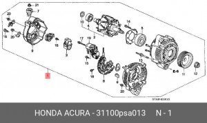Генератор 31100PSA013 HONDA