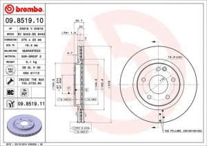 Тормозной диск 09.8519.10 BREMBO