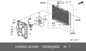 Вентилятор охлаждения радиатора ДВС 19030RJJ004 HONDA