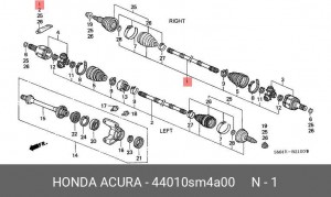 Шарнирный комплект, приводной вал 44010SM4A00 HONDA