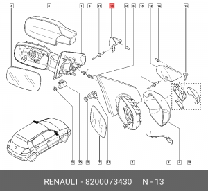 Крышка зеркала заднего вида 8200073430 RENAULT