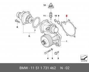 Прокладка, водяной насос 11 51 1 731 462 BMW