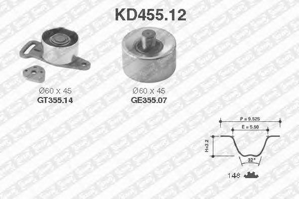 Комплект ремня ГРМ KD455.12 NTN SNR