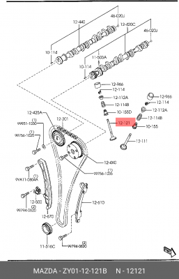 Клапан выпускной ZY01-12-121B MAZDA