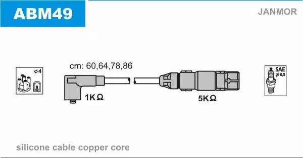 Ккомплект проводов зажигания ABM49 JANMOR
