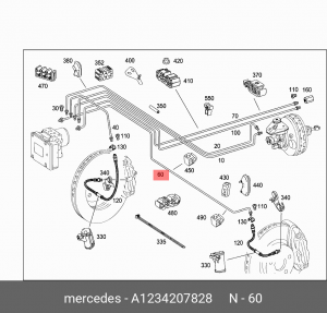 Шланг тормозной A 123 420 78 28 MERCEDES BENZ