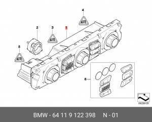 Панель управления климатом в салоне 64 11 9 122 398 BMW
