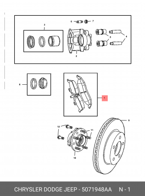 Комплект тормозных колодок, диско 5071948AA CHRYSLER