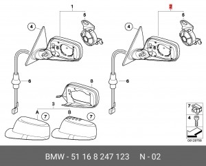 Зеркало заднего вида 51 16 8 247 123 BMW