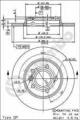 Тормозной диск 08.7288.14 BREMBO