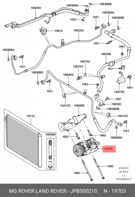 Компрессор, кондиционер JPB500210 LAND ROVER
