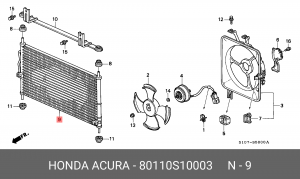 Конденсатор, кондиционер 80110S10003 HONDA