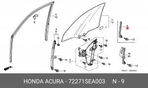 Направляющая стекла двери 72271SEA003 HONDA