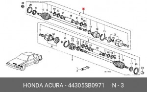 Шарнирный комплект, приводной вал 44305SB0971 HONDA