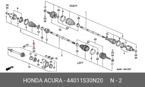 Шарнирный комплект, приводной вал 44011S30N20 HONDA