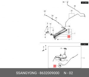 Электронасос стеклоомывателя 8632009000 SSANG YONG