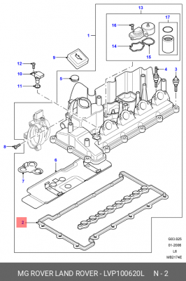 Прокладка, крышка головки цилиндра LVP100620L LAND ROVER