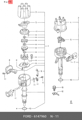 Ремкомплект, распределитель зажигания 6 147 960 FORD