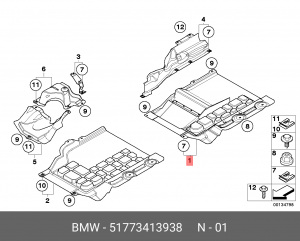 Облицовка днища кузова 51 77 3 413 938 BMW