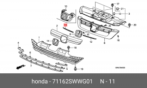 Кронштейн крепления решетки радиатора 71162SWWG01 HONDA