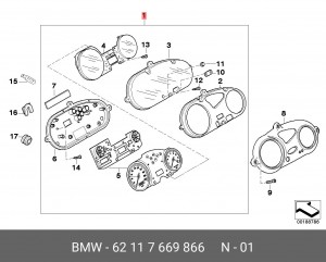 Комбинация приборов 62 11 7 669 866 BMW