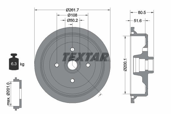 Тормозной барабан 94012800 TEXTAR