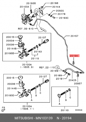 Фиксатор троса привода сцепления MN103139 MITSUBISHI