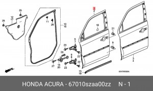 Дверь передняя 67010SZAA00ZZ HONDA