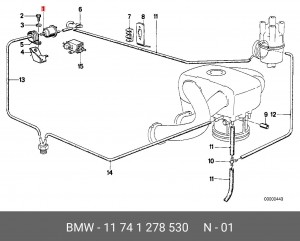 Клапан, управление рециркуляция ОГ 11 74 1 278 530 BMW
