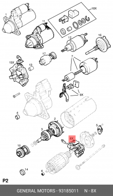 Щеточный узел стартера 93185011 GENERAL MOTORS