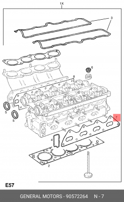 Прокладка, выпускной коллектор 90572264 GENERAL MOTORS