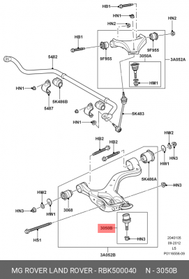 несущий / направляющий шарнир RBK500040 LAND ROVER