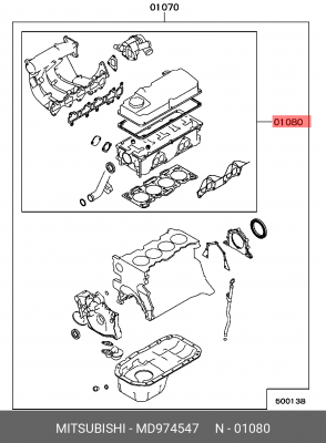 Комплект прокладок, головка цилиндра MD974547 MITSUBISHI