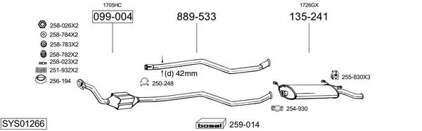 Средний глушитель выхлопных газов 288827 BOSAL