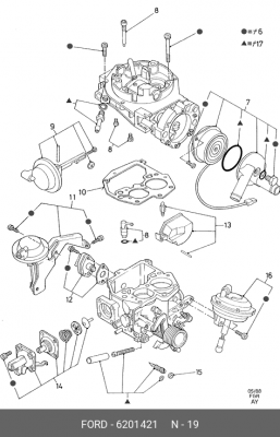 Поворотная заслонка, карбюратор 6 201 421 FORD