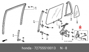 Электромотор стеклоподъемника 72755S10013 HONDA