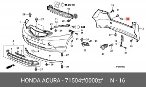 Заглушка бампера 71504TF0000ZF HONDA