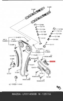 Натяжитель цепи ГРМ LF01-14-500B MAZDA